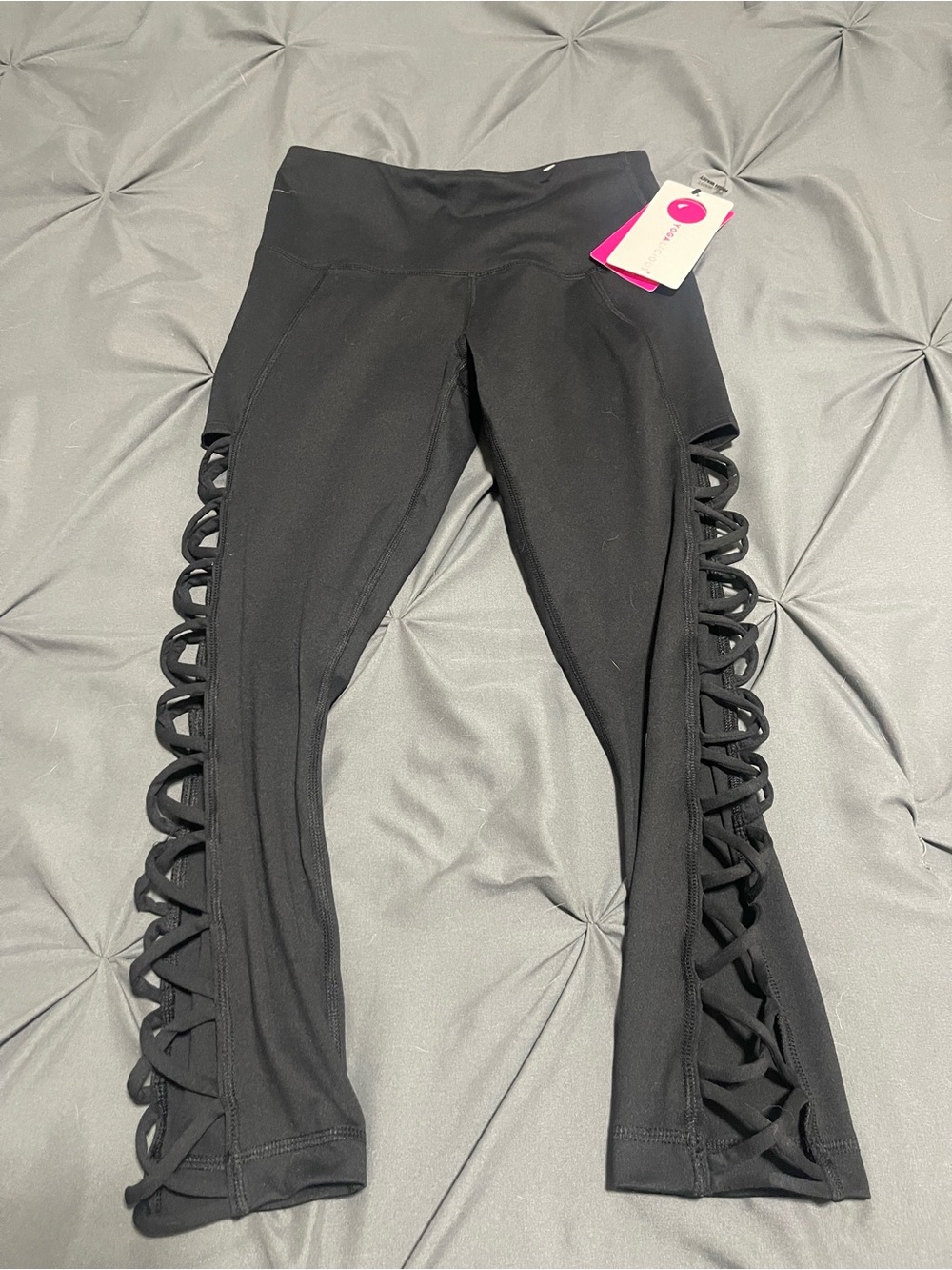 Yogalicious Black Lattice Side Leggings NWT